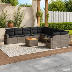 Practical 11-Piece Grey Garden Sofa Set for Your Home