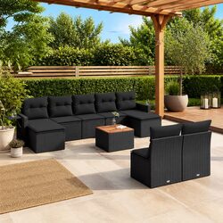 Practical 10-Piece Black Garden Sofa Set for Any Space