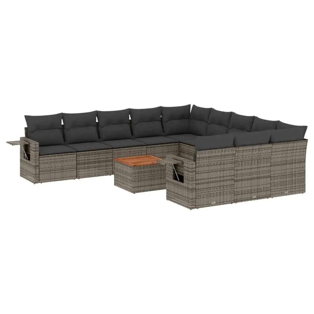 Garden Sofa Set 12 Piece Grey Outdoor Sectional Modular Patio Furniture with