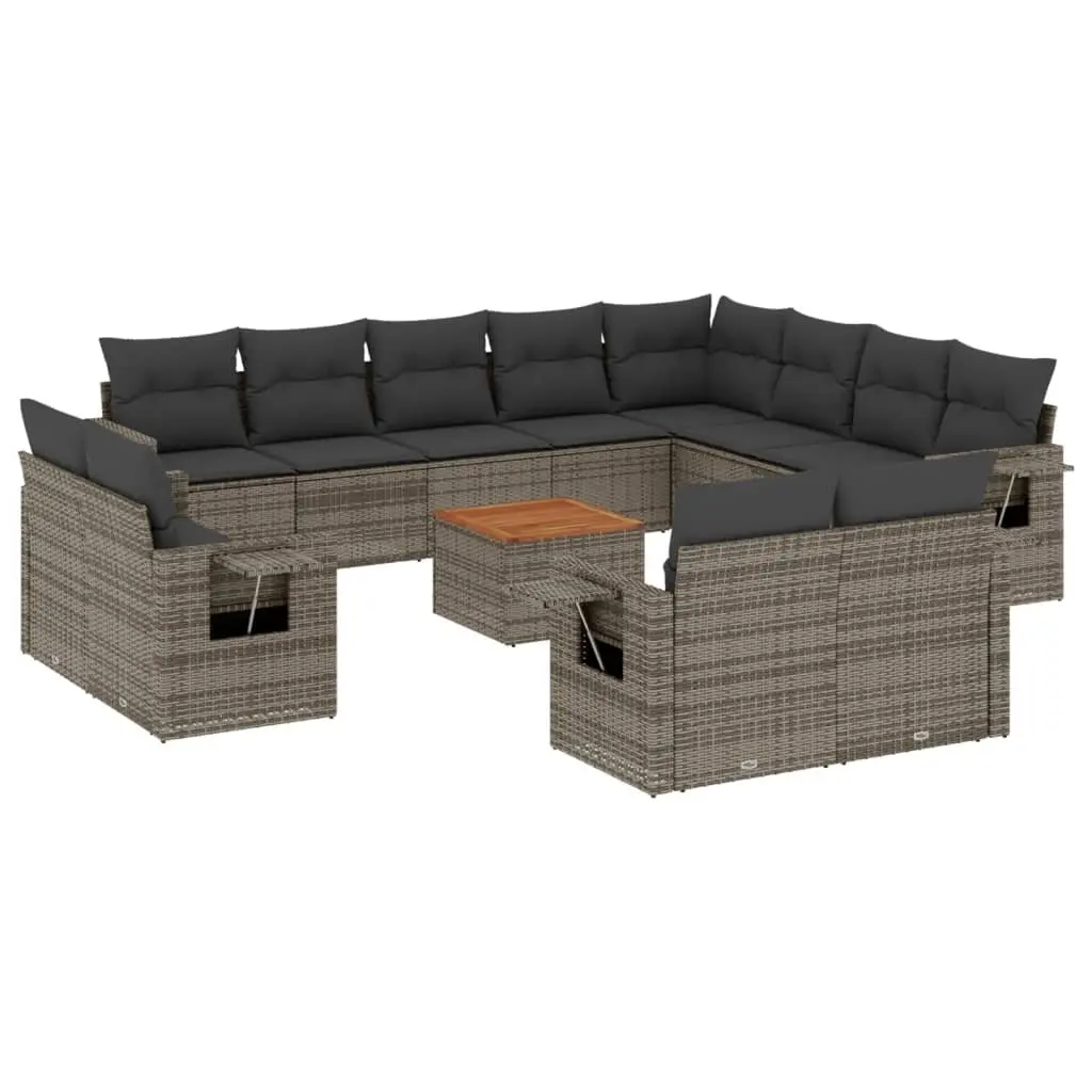 Outdoor Sectional Sofa Set 13 Piece Grey Poly Rattan Garden Furniture Patio