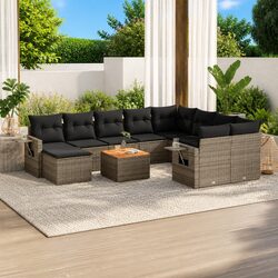 Functional 11-Piece Grey Outdoor Sectional Sofa Set