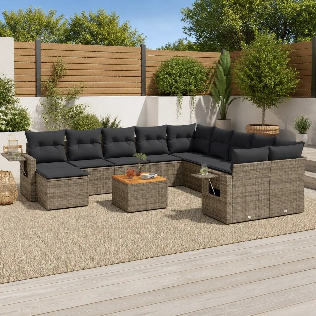 12-Piece Grey Outdoor Sectional Sofa Set