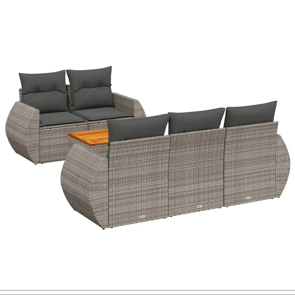 Garden Sofa Set 6 Piece Outdoor Furniture Patio Grey Modular Cushions Seating