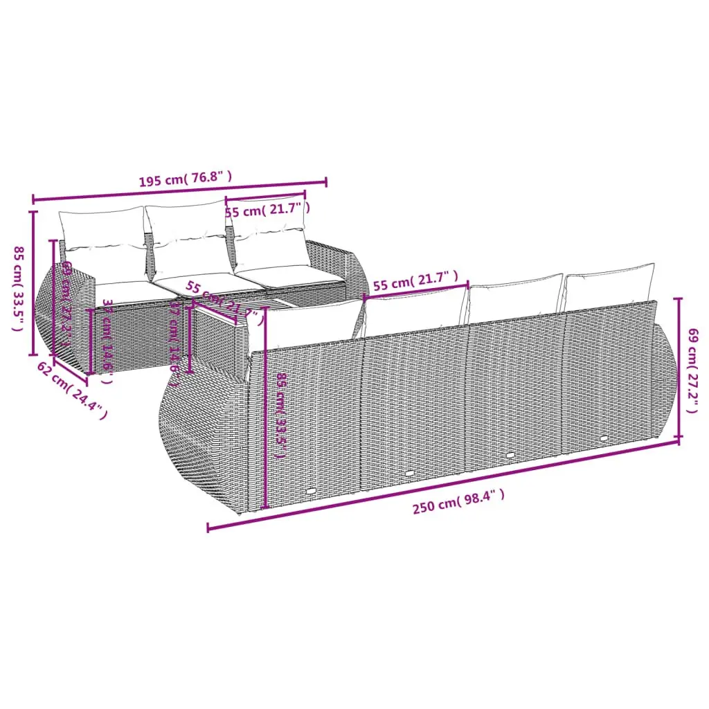 8-Piece Outdoor Sofa Set with Cushions