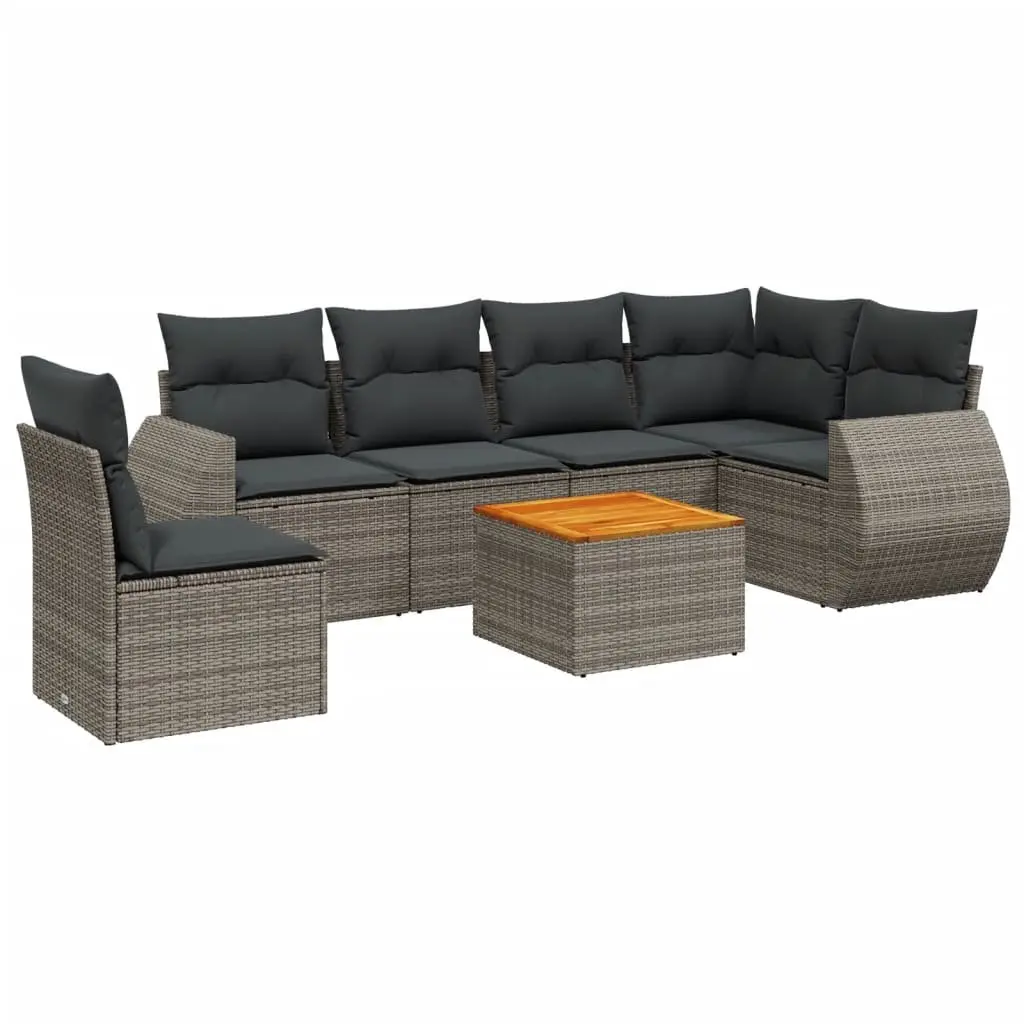 Garden Sofa Set Modular PE Rattan 7 Piece Outdoor Furniture Grey Patio Seating