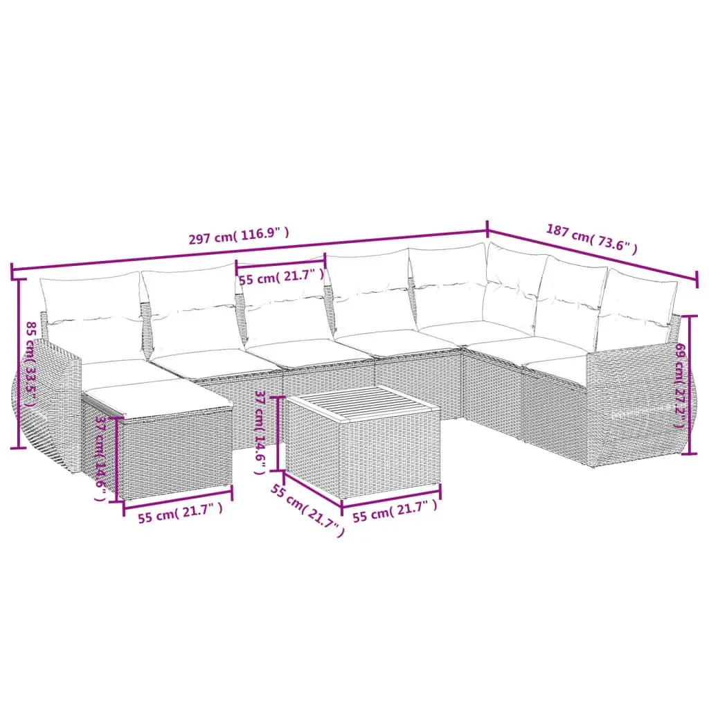 9 Piece Outdoor Sofa Set for Relaxation and Gatherings