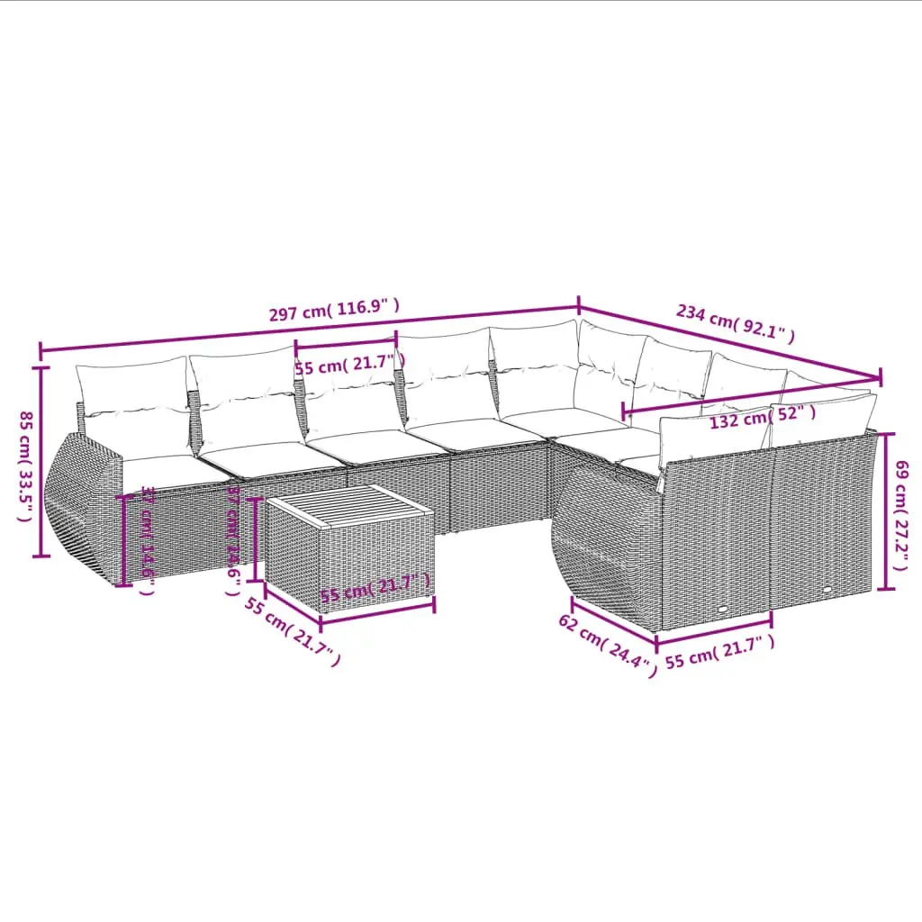 10-Piece Outdoor Sofa Set for Relaxing