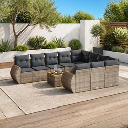 Garden Sofa Set 11 Piece Outdoor Furniture Patio Seating Grey with Cushions