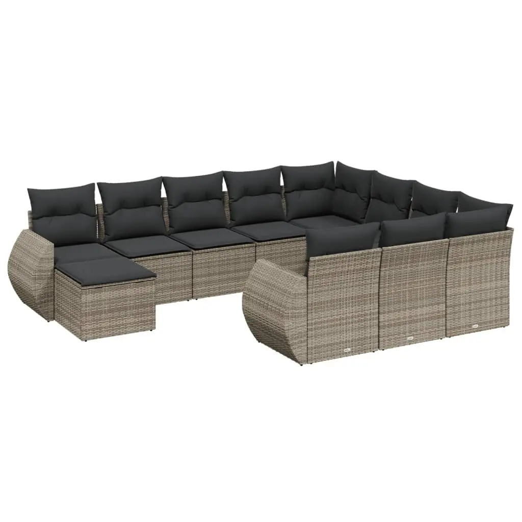 11 Piece Garden Sofa Set with Cushions Outdoor Patio Furniture Grey Modular