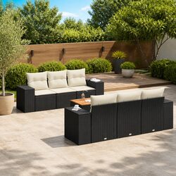 7 Piece Garden Sofa Set with Cushions Black Outdoor Furniture Patio