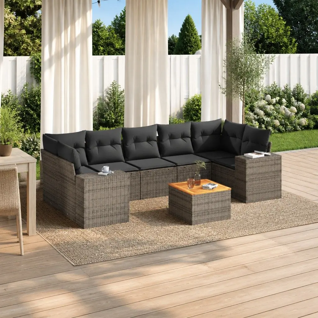 Garden Sofa Set 8 Piece Outdoor Furniture Modular Grey Patio Sectional with