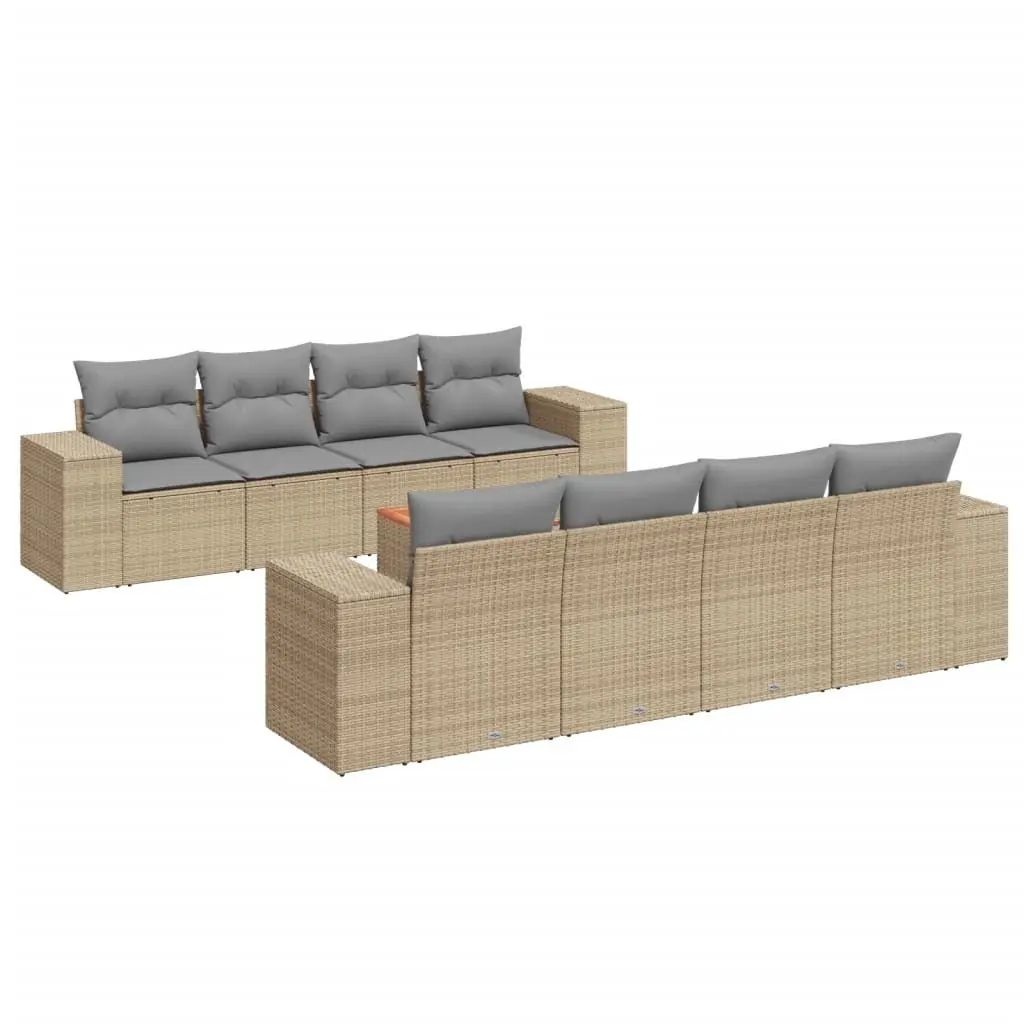 Outdoor Garden Sofa Set 9 Piece Patio Furniture with Cushions Beige Modular
