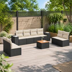 Versatile Black 9-Piece Garden Sofa Set with Cushions