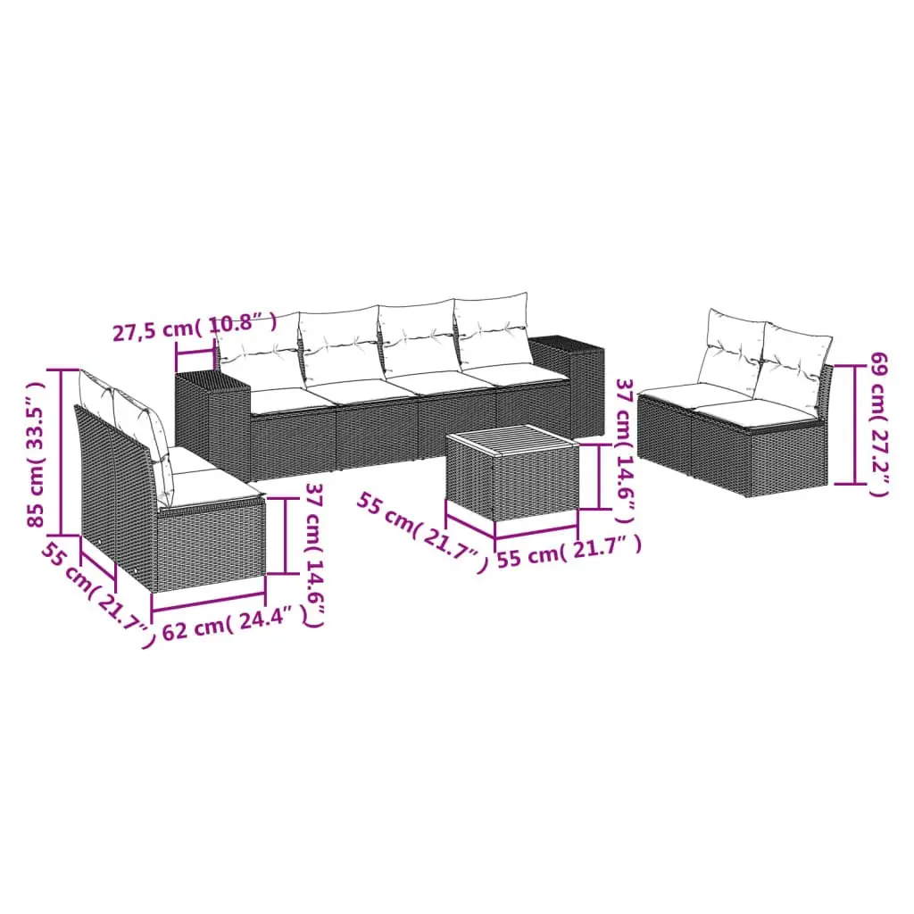 9-Piece Garden Sofa Set for Outdoor Comfort