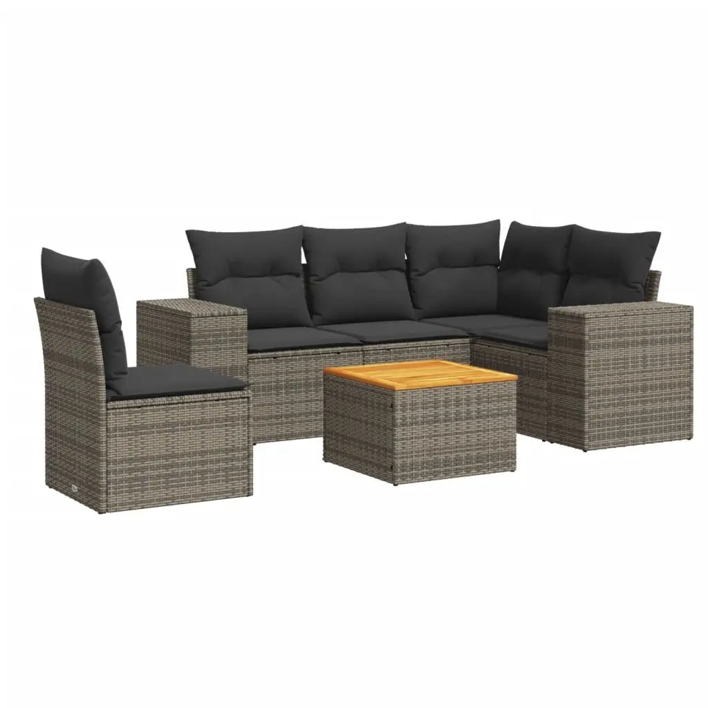Garden Sofa Set 6 Piece Outdoor Furniture Patio Lounge Grey Rattan Cushions