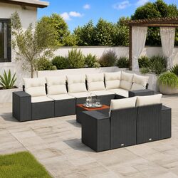 Functional Black Modular Garden Sofa Set with Cushions