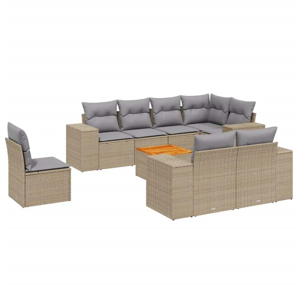 9 Piece Garden Sofa Set with Cushions Outdoor Patio Furniture Beige