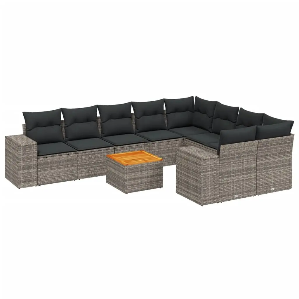 Garden Sofa Set PE Rattan 10 Piece Outdoor Furniture Grey Patio Sectional