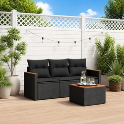 Versatile 4 Piece Black Garden Sofa Set for Any Space