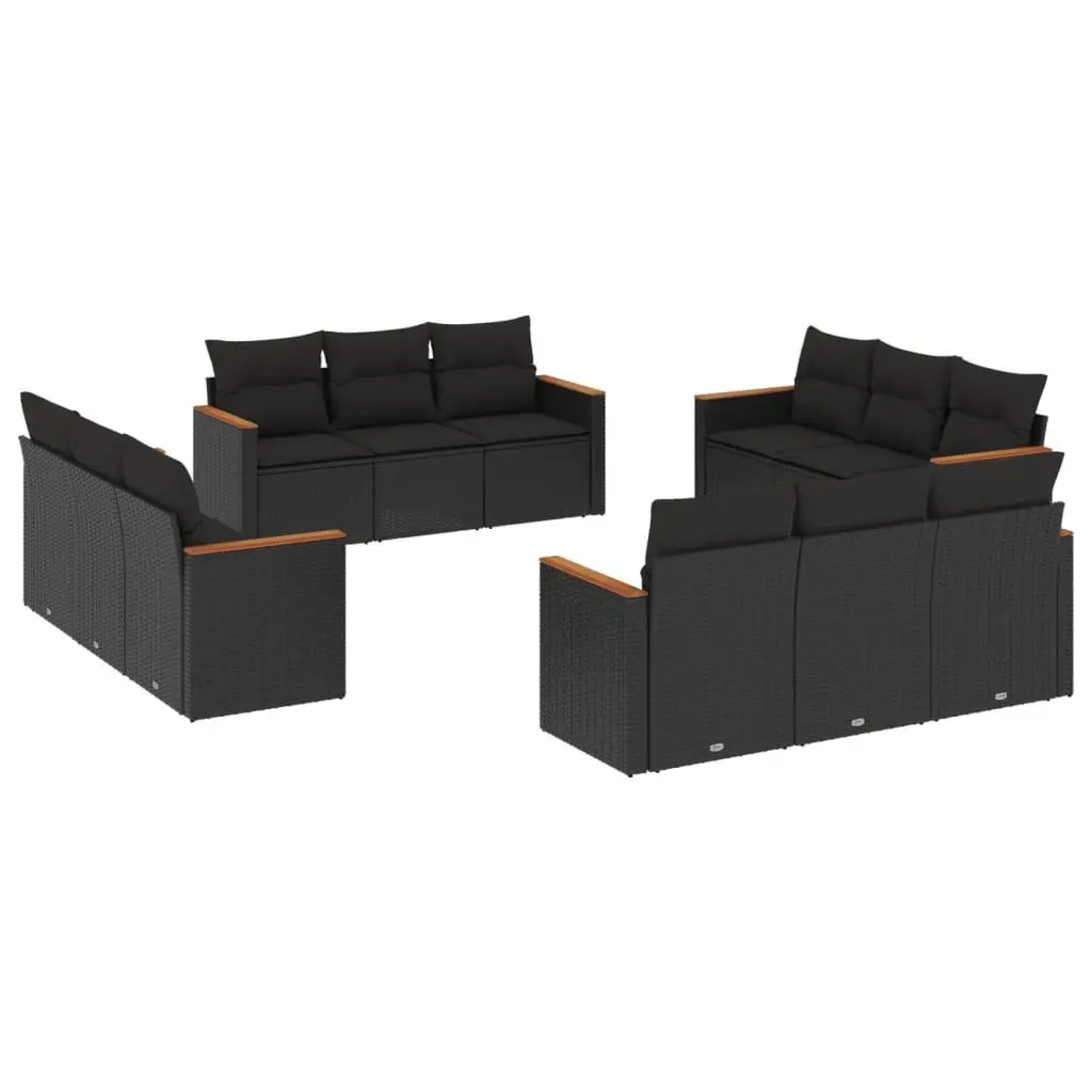 Garden Sofa Set PE Rattan Modular 12 Piece Outdoor Furniture Black