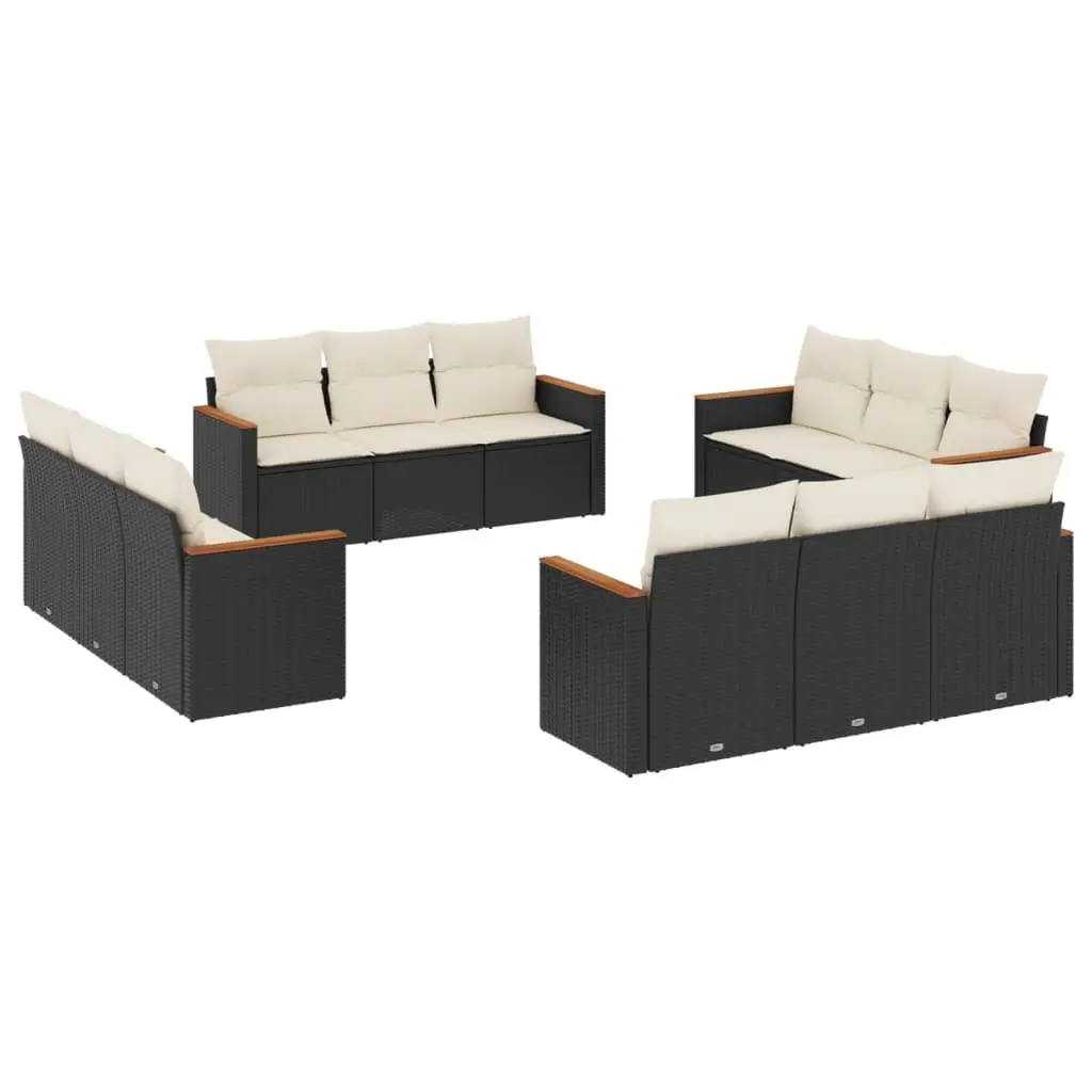 Garden Sofa Set Modular PE Rattan 12 Piece Outdoor Furniture Black