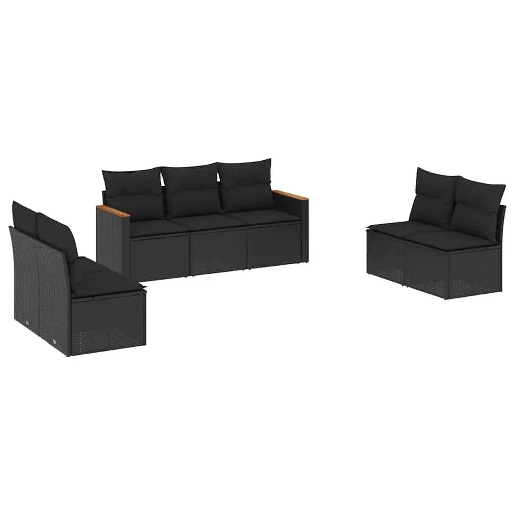 Garden Sofa Set 7 Piece Outdoor Furniture Patio Seating Black Modular Cushions