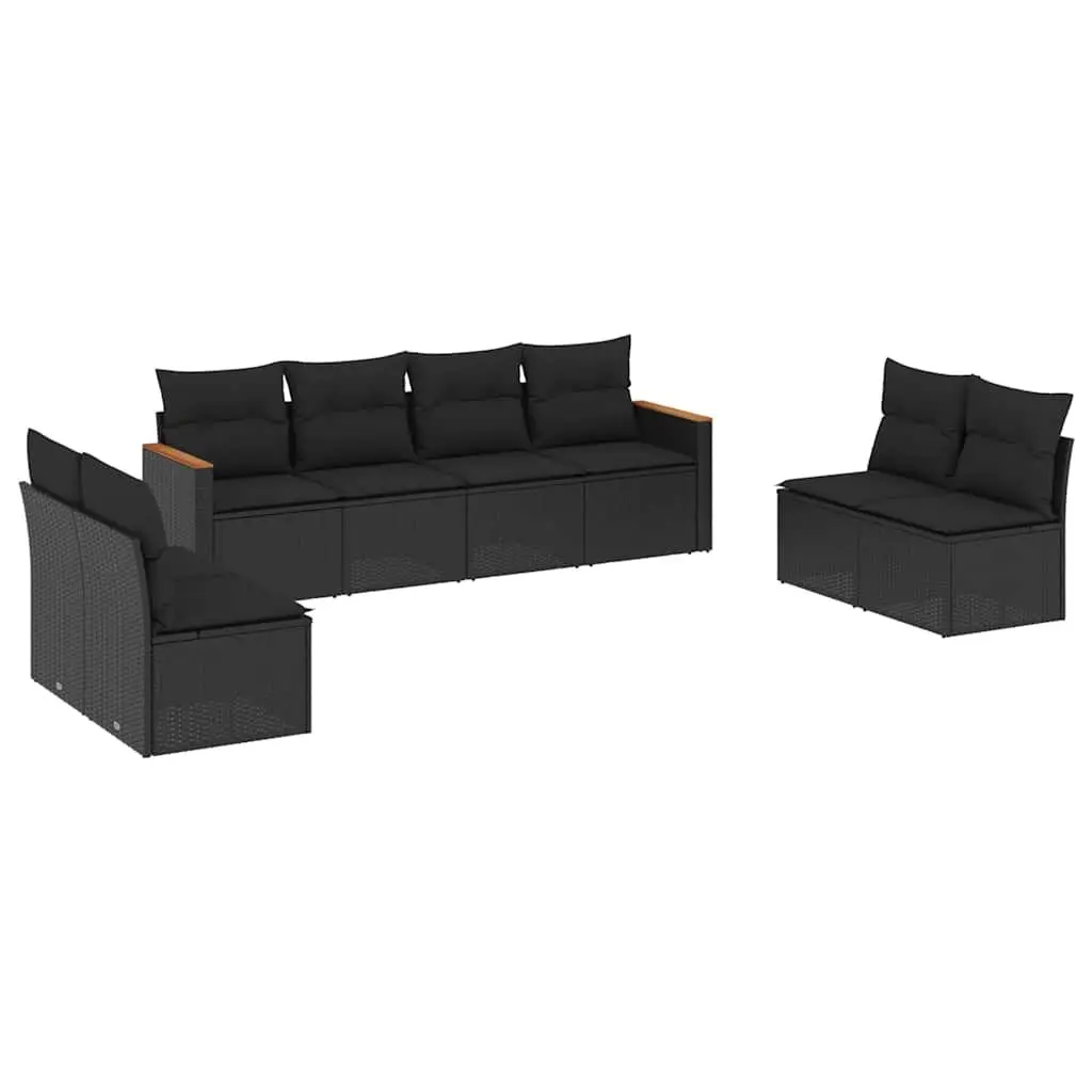Garden Sofa Set Modular PE Rattan 8 Piece Outdoor Furniture Patio Lounge Black