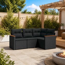 Versatile Black 4 Piece Garden Sofa Set for Outdoor Use