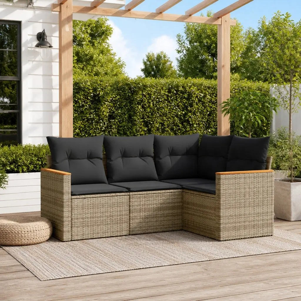 Garden Sofa Set PE Rattan Modular 4 Piece Outdoor Furniture Grey