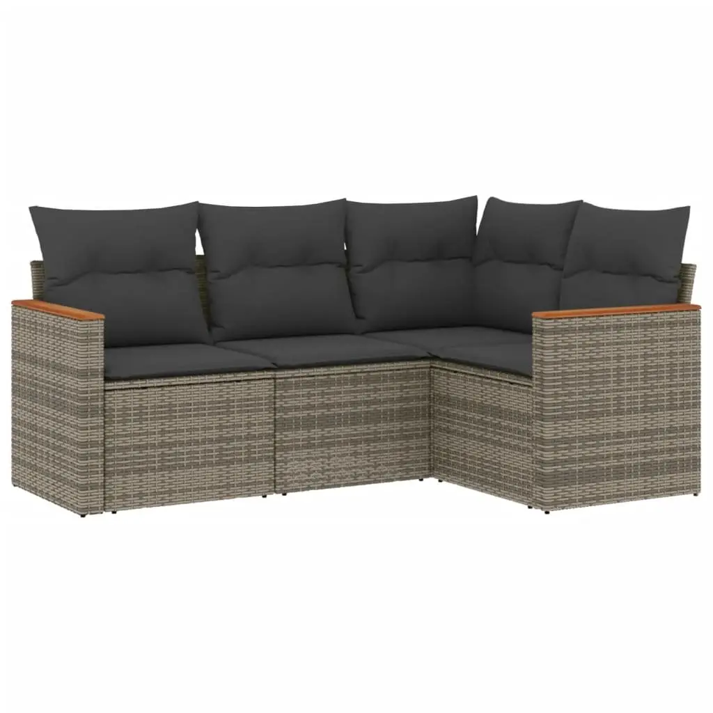 Garden Sofa Set PE Rattan Modular 4 Piece Outdoor Furniture Grey