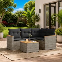 Practical 5-Piece Grey Patio Sofa Set with Cushions
