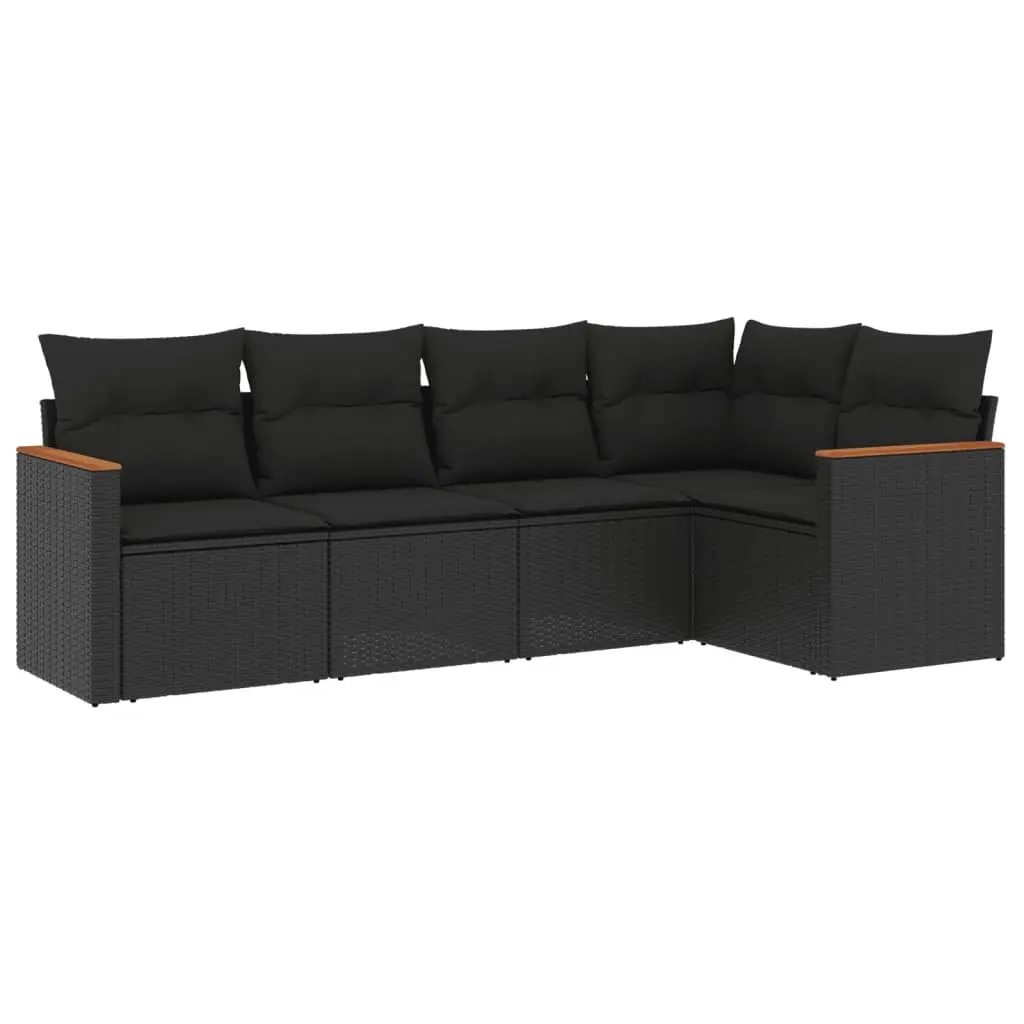 Garden Sofa Set 5 Piece Outdoor Furniture Patio Seating Black with Cushions