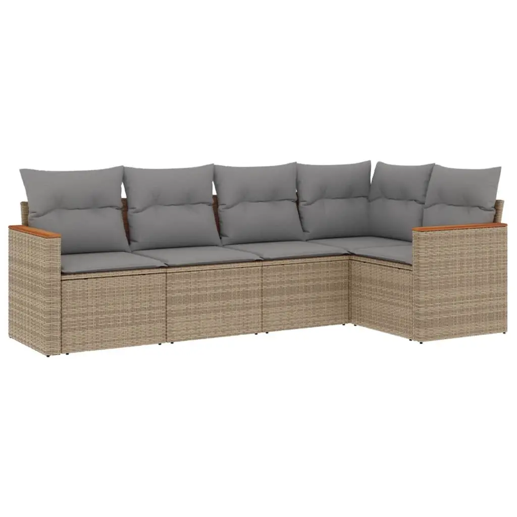Garden Sofa Set 5 Piece Outdoor Furniture Beige Cushions Patio Seating