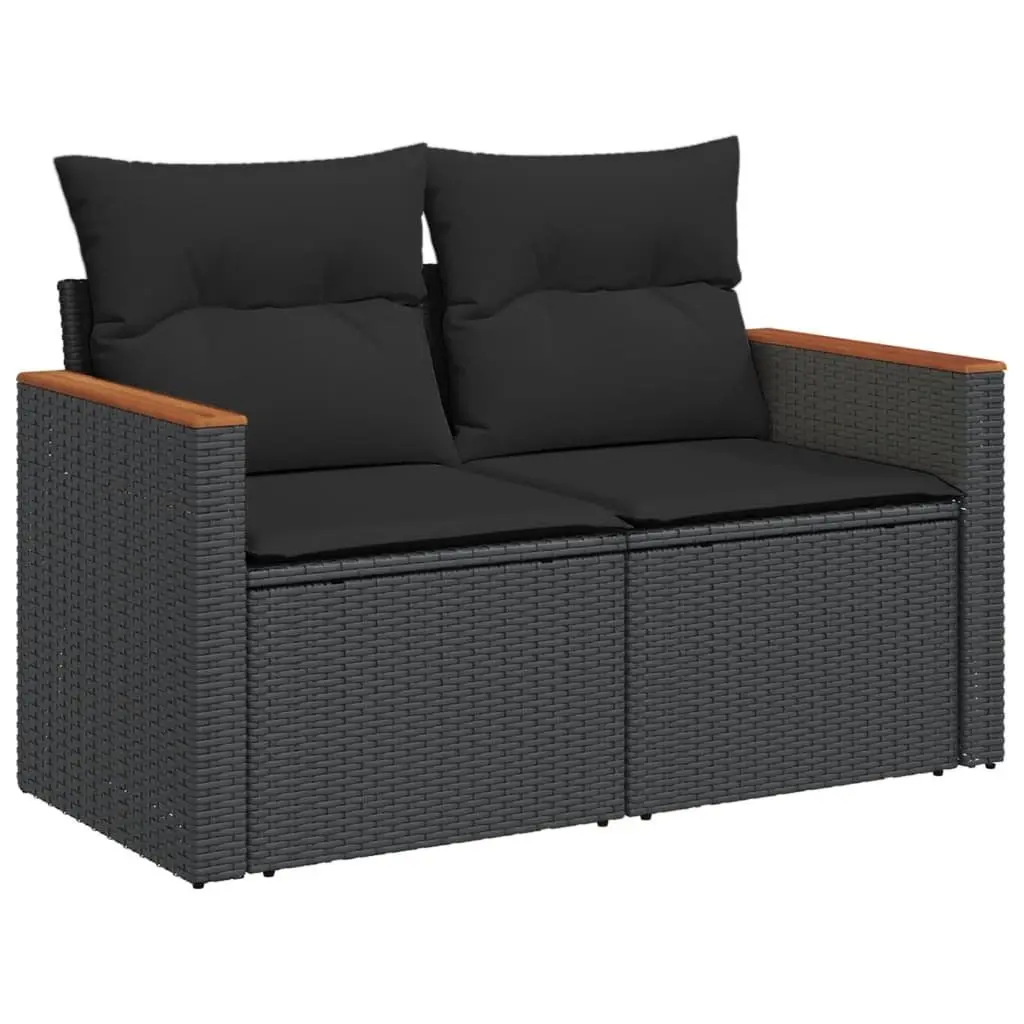 Garden Sofa Set PE Rattan Modular 5 Piece Outdoor Furniture with Cushions Black