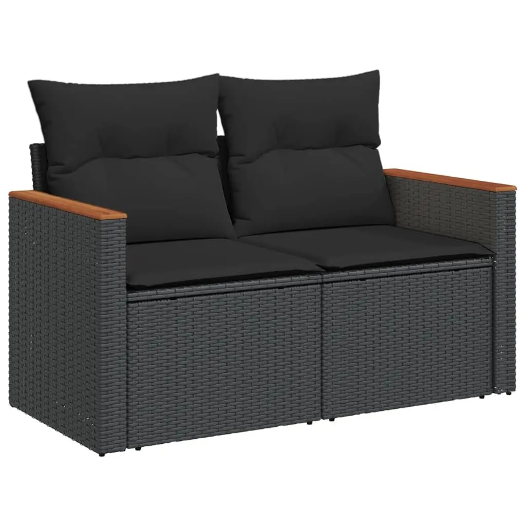 Garden Sofa Set PE Rattan Modular Sectional 6 Piece Outdoor Furniture Black