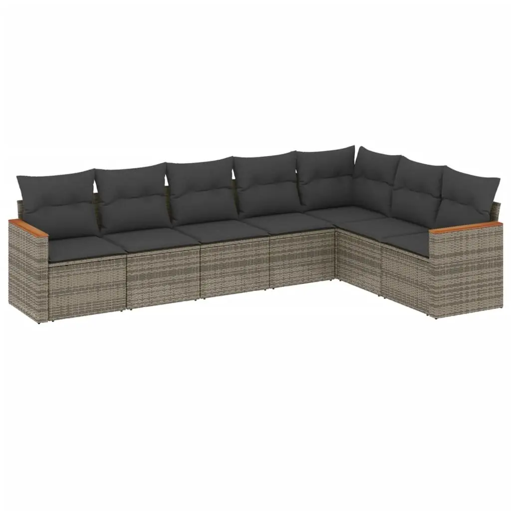 Garden Sofa Set PE Rattan 7 Piece Outdoor Furniture Patio Grey Modular Lounge