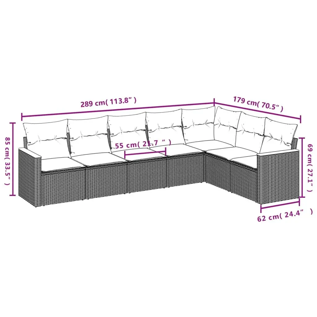 Garden Sofa Set PE Rattan 7 Piece Outdoor Furniture Patio Grey Modular Lounge