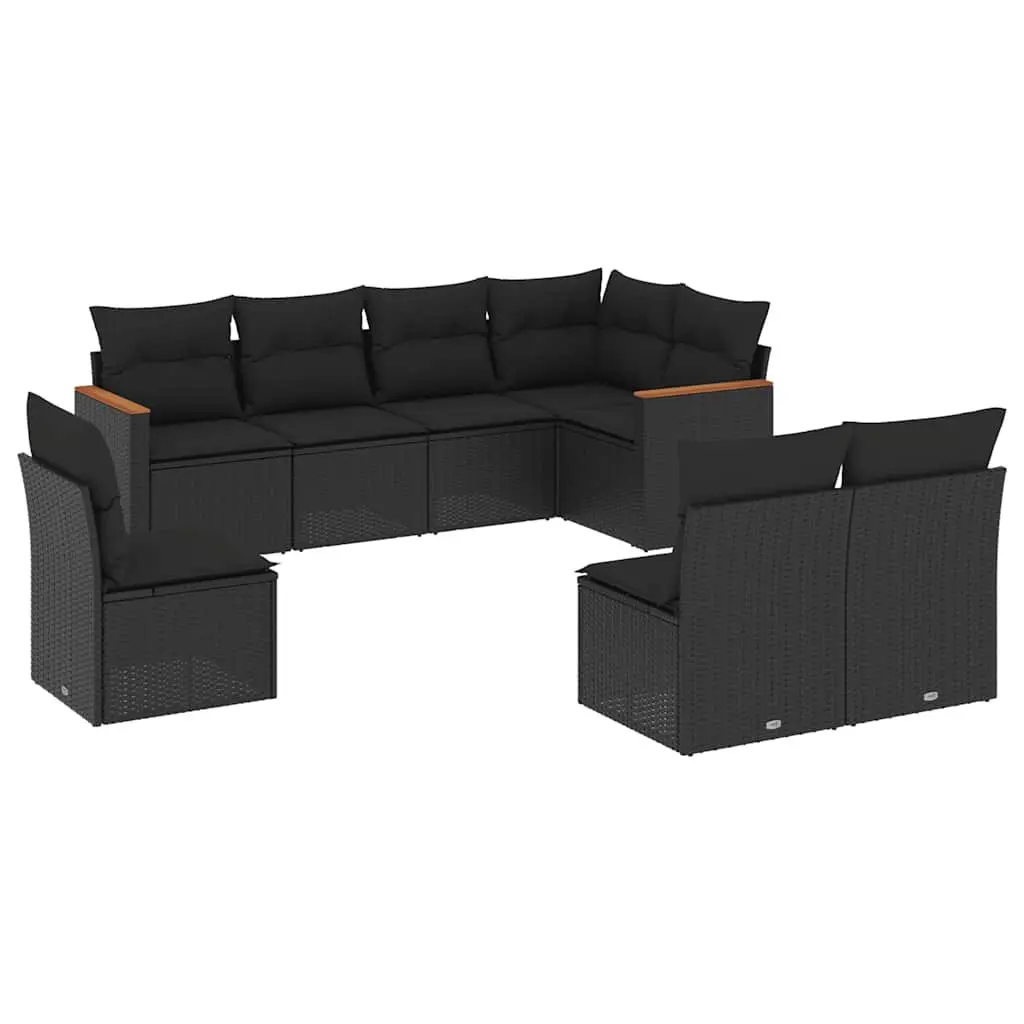Garden Sofa Set PE Rattan 8 Piece Outdoor Patio Furniture Black