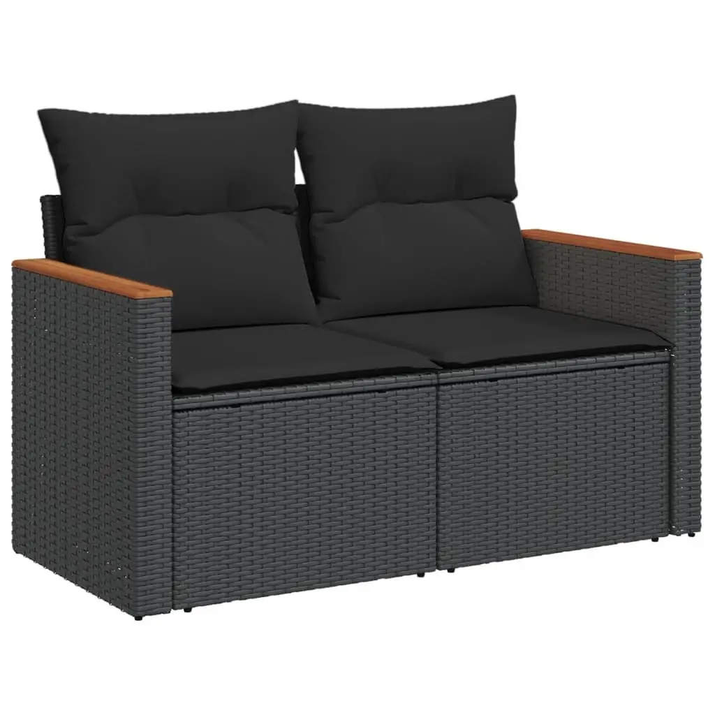 Garden Sofa Set PE Rattan 8 Piece Outdoor Patio Furniture Black