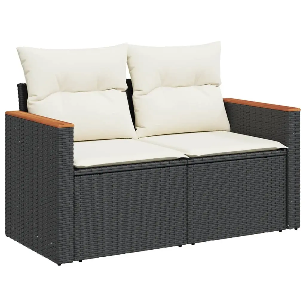 8 Piece Modular Garden Sofa Set Black PE Rattan Outdoor Furniture with Cushions
