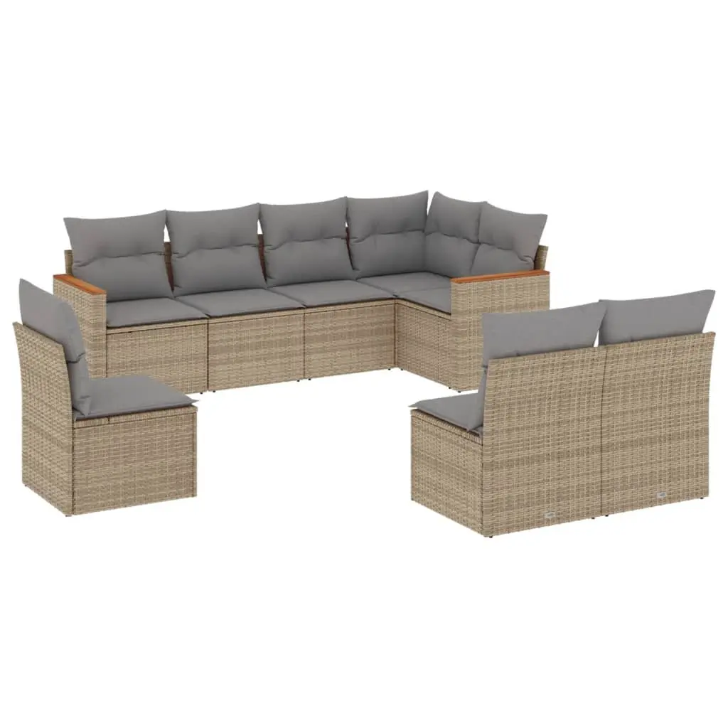 Garden Sofa Set 8 Piece Outdoor Furniture Patio Lounge Beige Cushions Modular
