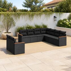 Garden Sofa Set 9 Piece Outdoor Furniture Patio Black Modular Seating Cushions