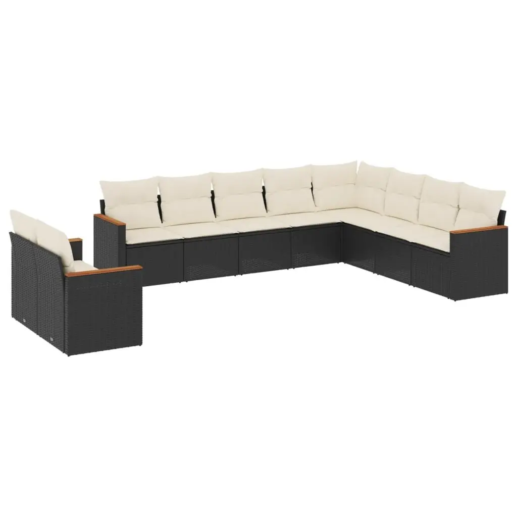 Garden Sofa Set PE Rattan Modular 10 Piece Outdoor Furniture Black