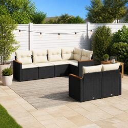 Versatile 7-Piece Black Rattan Garden Sofa for All Spaces