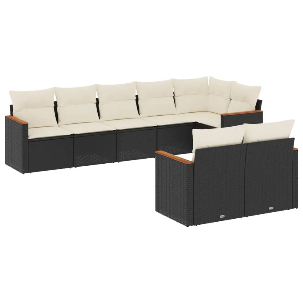 Garden Sofa Set PE Rattan Modular 8 Piece Outdoor Furniture Black