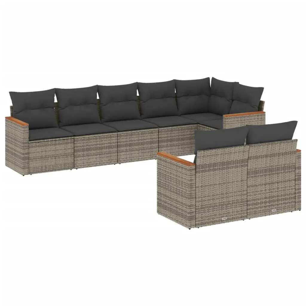 Garden Sofa Set Modular PE Rattan 8 Piece Outdoor Furniture Grey
