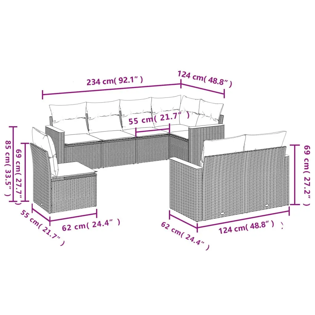8-Piece Garden Sofa Set for Outdoor Use