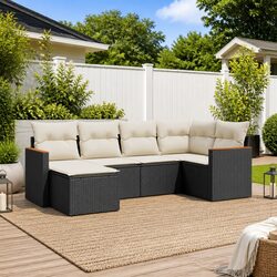 Practical Outdoor Seating: 6-Piece Sofa Set in Black