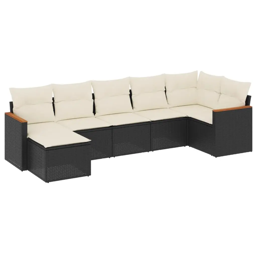 Garden Sofa Set PE Rattan 7 Piece Outdoor Furniture Black