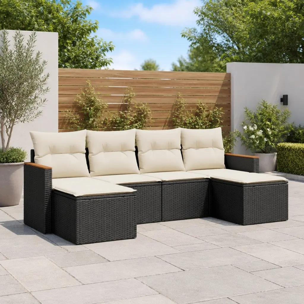 Garden Sofa Set 6 Piece Outdoor Furniture Patio Sectional Black Modular